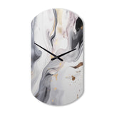 White And Grey Ripples Of Stone I - Asymmetric Metal Wall Clock