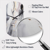 White And Grey Ripples Of Stone I - Asymmetric Metal Wall Clock
