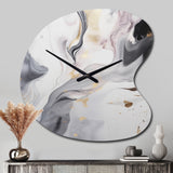White And Grey Ripples Of Stone I - Asymmetric Metal Wall Clock