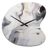 White And Grey Ripples Of Stone I - Asymmetric Metal Wall Clock