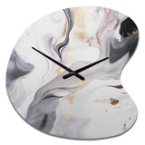 White And Grey Ripples Of Stone I - Asymmetric Metal Wall Clock