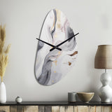 White And Grey Ripples Of Stone I - Asymmetric Metal Wall Clock