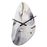 White And Grey Ripples Of Stone I - Asymmetric Metal Wall Clock