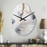 White And Grey Ripples Of Stone I - Asymmetric Metal Wall Clock