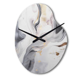 White And Grey Ripples Of Stone I - Asymmetric Metal Wall Clock