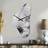 White And Grey Ripples Of Stone II - Asymmetric Metal Wall Clock