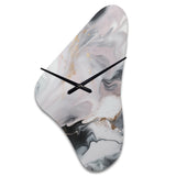White And Grey Ripples Of Stone II - Asymmetric Metal Wall Clock