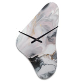 White And Grey Ripples Of Stone II - Asymmetric Metal Wall Clock
