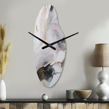 White And Grey Ripples Of Stone II - Asymmetric Metal Wall Clock