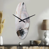 White And Grey Ripples Of Stone II - Asymmetric Metal Wall Clock