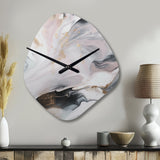White And Grey Ripples Of Stone II - Asymmetric Metal Wall Clock