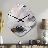 White And Grey Ripples Of Stone II - Asymmetric Metal Wall Clock