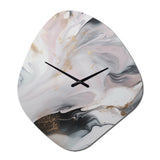White And Grey Ripples Of Stone II - Asymmetric Metal Wall Clock