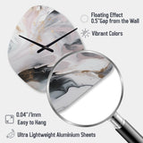 White And Grey Ripples Of Stone II - Asymmetric Metal Wall Clock