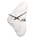 White And Gold Ripples Of Stone - Asymmetric Metal Wall Clock