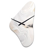 White And Gold Ripples Of Stone - Asymmetric Metal Wall Clock