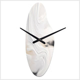 White And Gold Ripples Of Stone - Asymmetric Metal Wall Clock