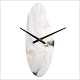 White And Gold Ripples Of Stone - Asymmetric Metal Wall Clock