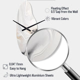 White And Gold Ripples Of Stone - Asymmetric Metal Wall Clock