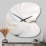 White And Gold Ripples Of Stone - Asymmetric Metal Wall Clock