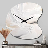 White And Gold Ripples Of Stone - Asymmetric Metal Wall Clock