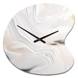 White And Gold Ripples Of Stone - Asymmetric Metal Wall Clock
