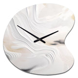 White And Gold Ripples Of Stone - Asymmetric Metal Wall Clock