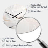 White And Gold Ripples Of Stone - Asymmetric Metal Wall Clock