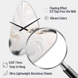 White And Gold Ripples Of Stone - Asymmetric Metal Wall Clock