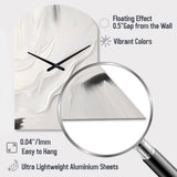 White And Grey Ripples Of Stone V - Asymmetric Metal Wall Clock
