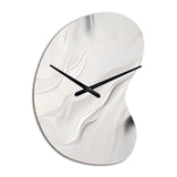 White And Grey Ripples Of Stone V - Asymmetric Metal Wall Clock