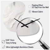 White And Grey Ripples Of Stone V - Asymmetric Metal Wall Clock