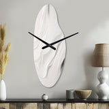 White And Grey Ripples Of Stone V - Asymmetric Metal Wall Clock