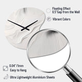 White And Grey Ripples Of Stone V - Asymmetric Metal Wall Clock