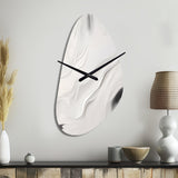 White And Grey Ripples Of Stone V - Asymmetric Metal Wall Clock