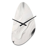 White And Grey Ripples Of Stone V - Asymmetric Metal Wall Clock