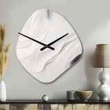 White And Grey Ripples Of Stone V - Asymmetric Metal Wall Clock
