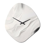 White And Grey Ripples Of Stone V - Asymmetric Metal Wall Clock