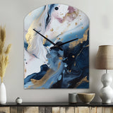 Blue And White Enigmatic Stones II - Asymmetric Metal Wall Clock