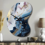 Blue And White Enigmatic Stones II - Asymmetric Metal Wall Clock