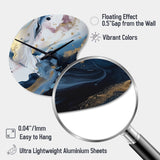 Blue And White Enigmatic Stones II - Asymmetric Metal Wall Clock