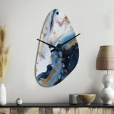 Blue And White Enigmatic Stones II - Asymmetric Metal Wall Clock