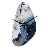 Blue And White Enigmatic Stones II - Asymmetric Metal Wall Clock