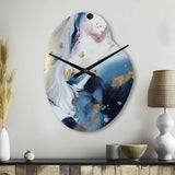 Blue And White Enigmatic Stones II - Asymmetric Metal Wall Clock