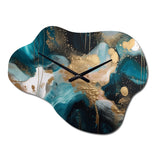 Green And Gold Mysterious Marble II - Asymmetric Metal Wall Clock