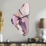 Pink And Gold Mysterious Marble V - Asymmetric Metal Wall Clock