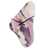 Pink And Gold Mysterious Marble V - Asymmetric Metal Wall Clock