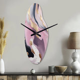 Pink And Gold Mysterious Marble V - Asymmetric Metal Wall Clock