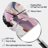 Pink And Gold Mysterious Marble V - Asymmetric Metal Wall Clock
