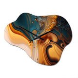 Yellow And Green Fluid Abstractions I - Asymmetric Metal Wall Clock
